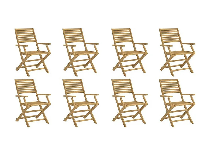 Chaises pliables de jardin lot de 8 bois massif d'acacia
