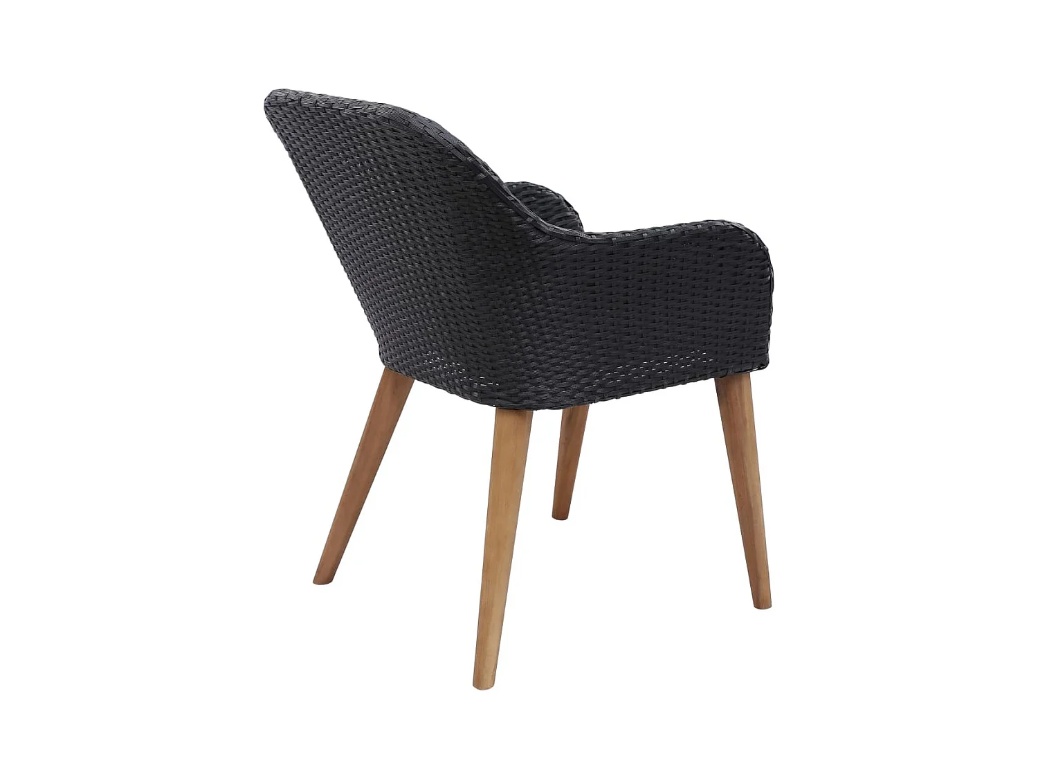 Chaises d'extérieur 2 pcs avec coussins Résine tressée Noir