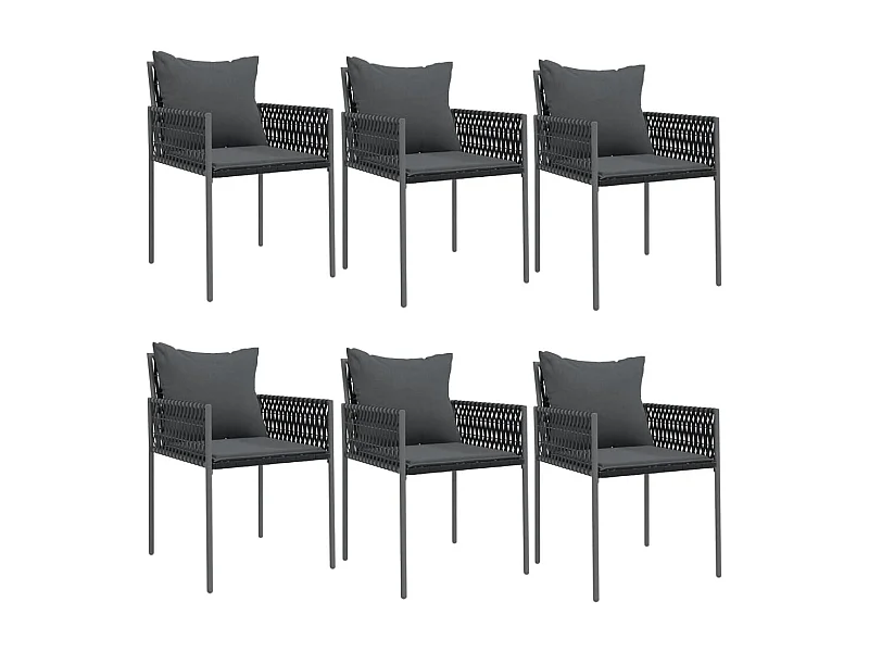 Chaises de jardin avec coussins lot de 6 noir 54x61x83 rotin