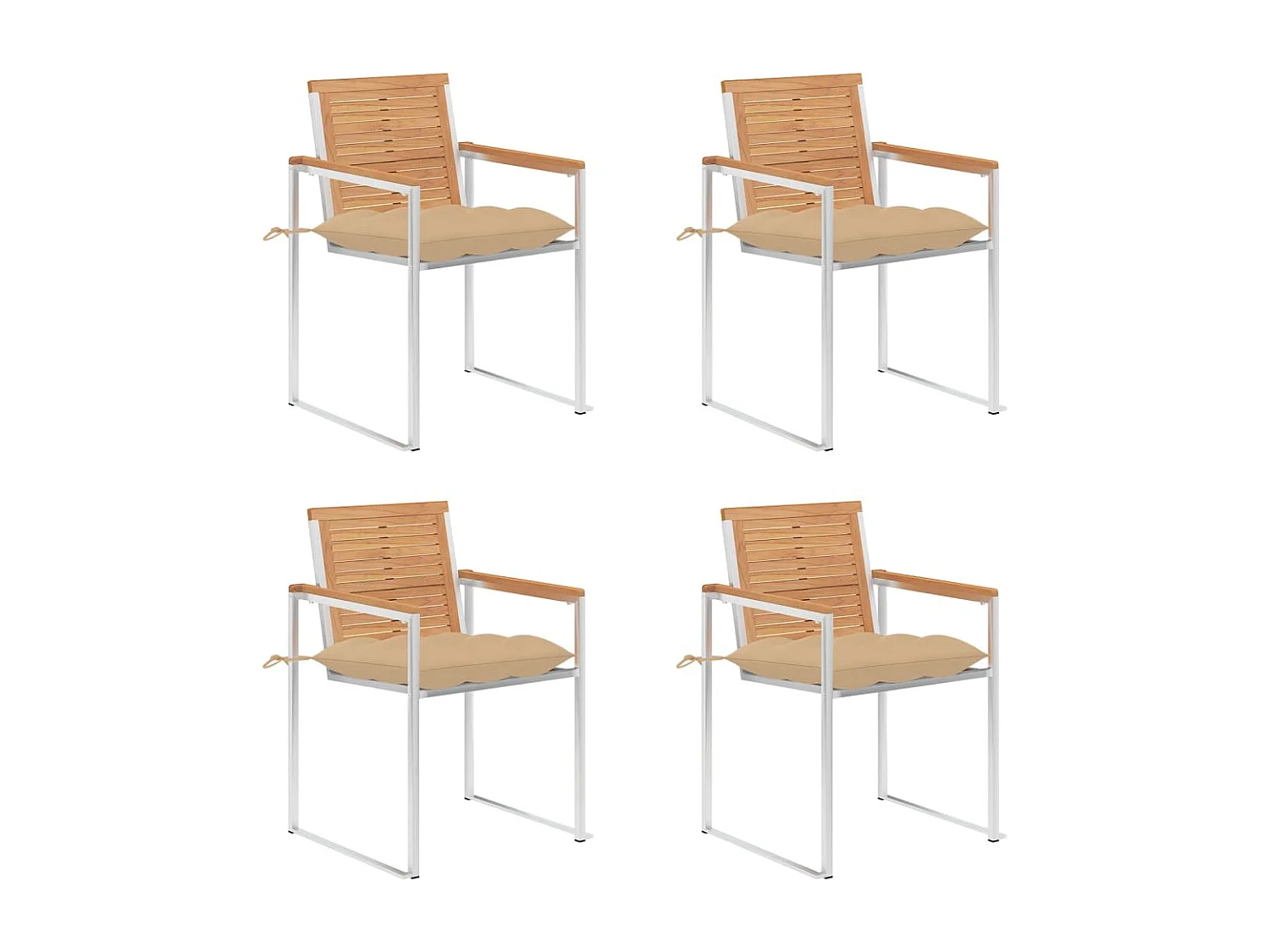 Chaises de jardin 4 pcs avec coussins Bois de teck massif 36