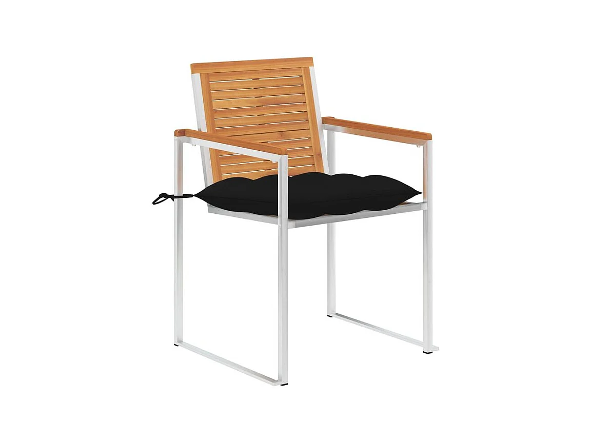 Chaises de jardin avec coussins lot de 2 Acacia solide et acier