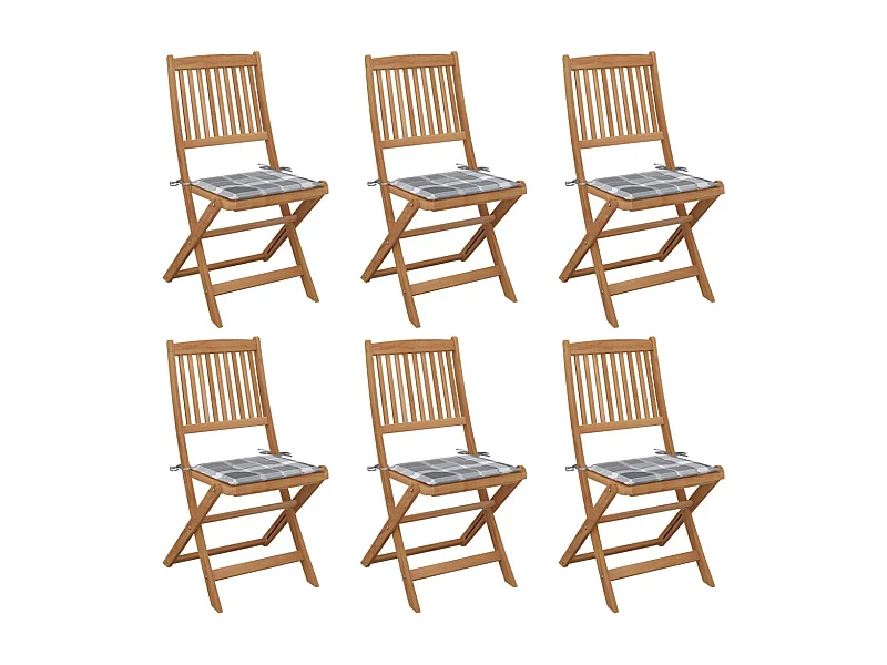 Chaises pliables de jardin 6 pcs avec coussins Bois d'acacia 115