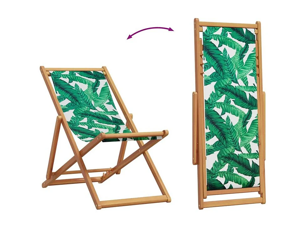 Chaises de plage pliantes lot de 2 tissu et bois massif