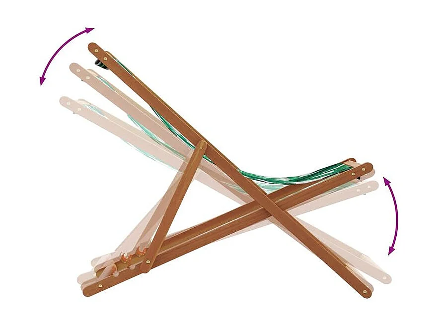 Chaises de plage pliantes lot de 2 tissu et bois massif