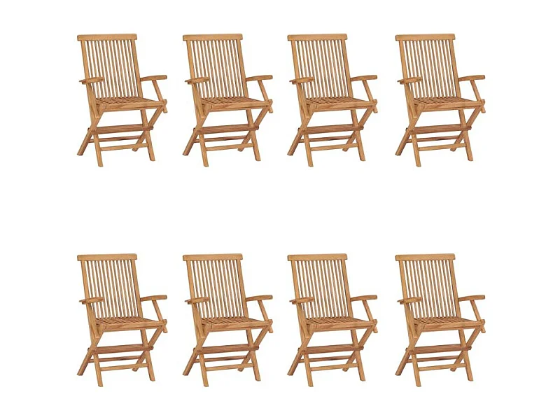 Chaises pliables de jardin 8 pcs Bois de teck solide