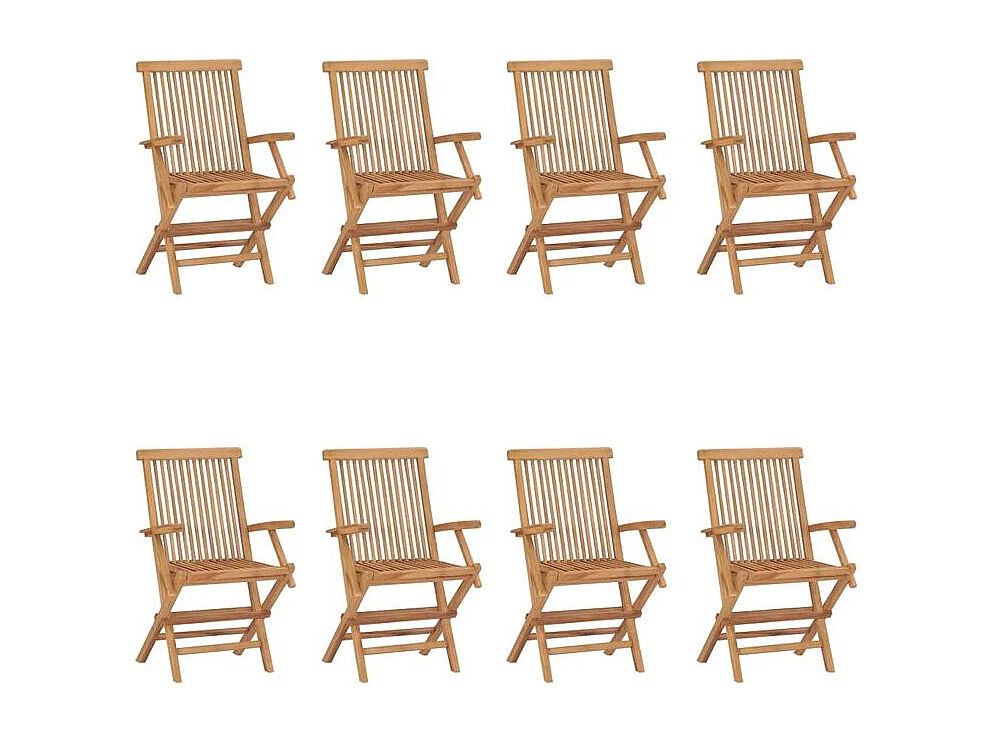Chaises pliables de jardin 8 pcs Bois de teck solide