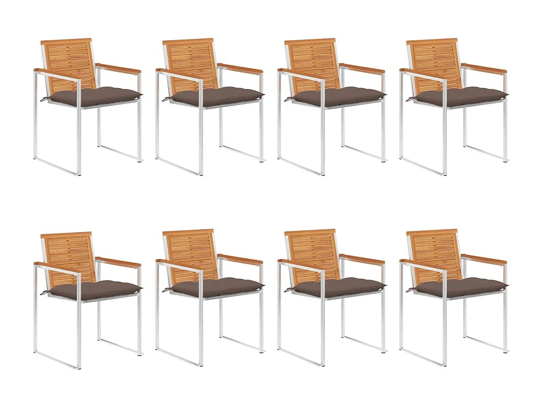 Chaises de jardin 8 pcs avec coussins Bois d'acacia solide 10