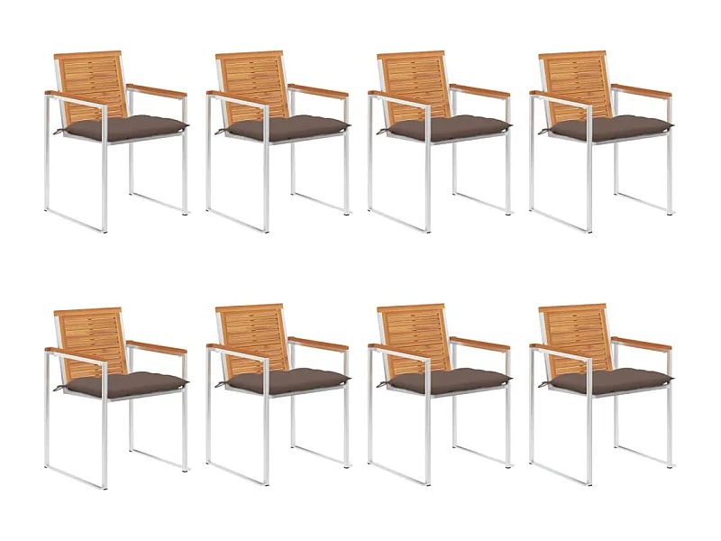 Chaises de jardin 8 pcs avec coussins Bois d'acacia solide 10