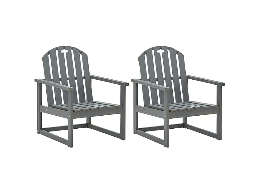 Chaises de jardin 2 pcs Gris Bois d'acacia solide