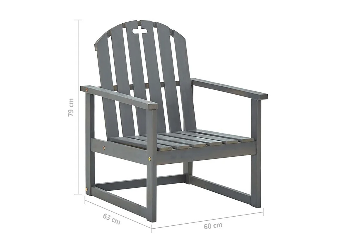 Chaises de jardin 2 pcs Gris Bois d'acacia solide