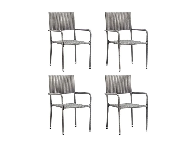 Chaise à dîner de jardin empilable lot de 4 gris résine tressée