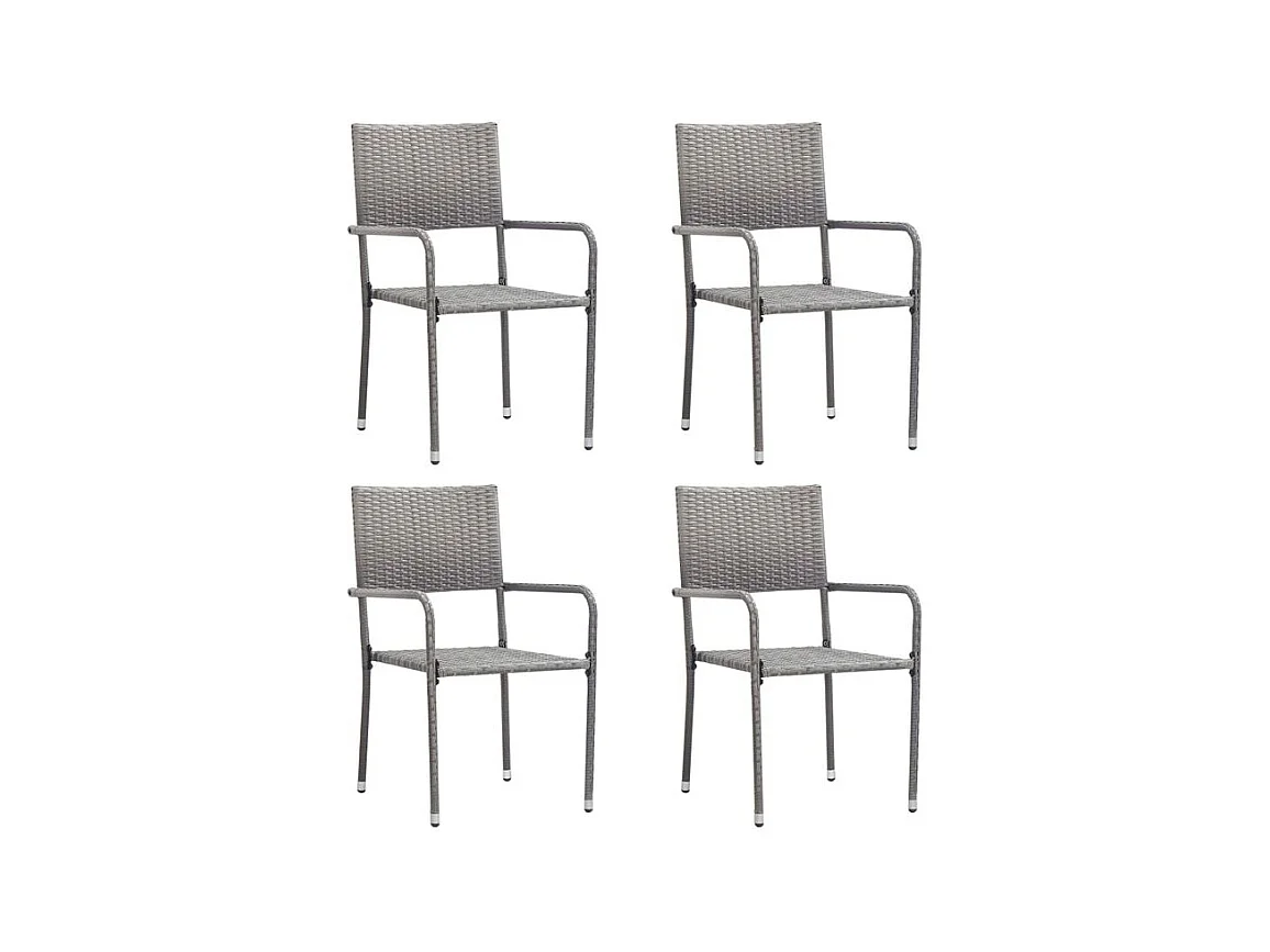 Chaise à dîner de jardin empilable lot de 4 gris résine tressée