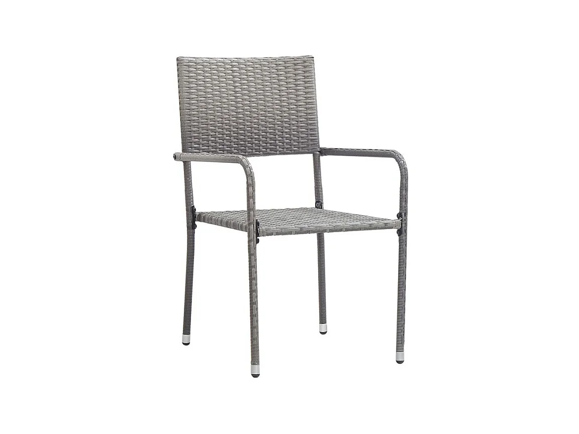 Chaise à dîner de jardin empilable lot de 4 gris résine tressée