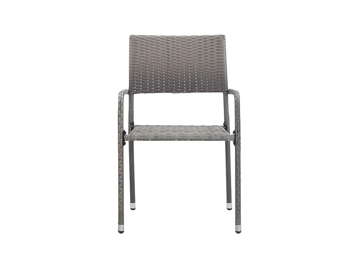 Chaise à dîner de jardin empilable lot de 4 gris résine tressée