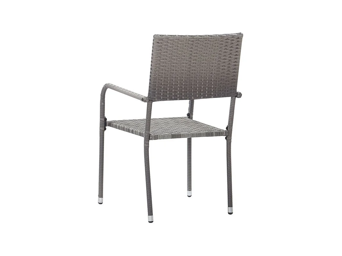 Chaise à dîner de jardin empilable lot de 4 gris résine tressée