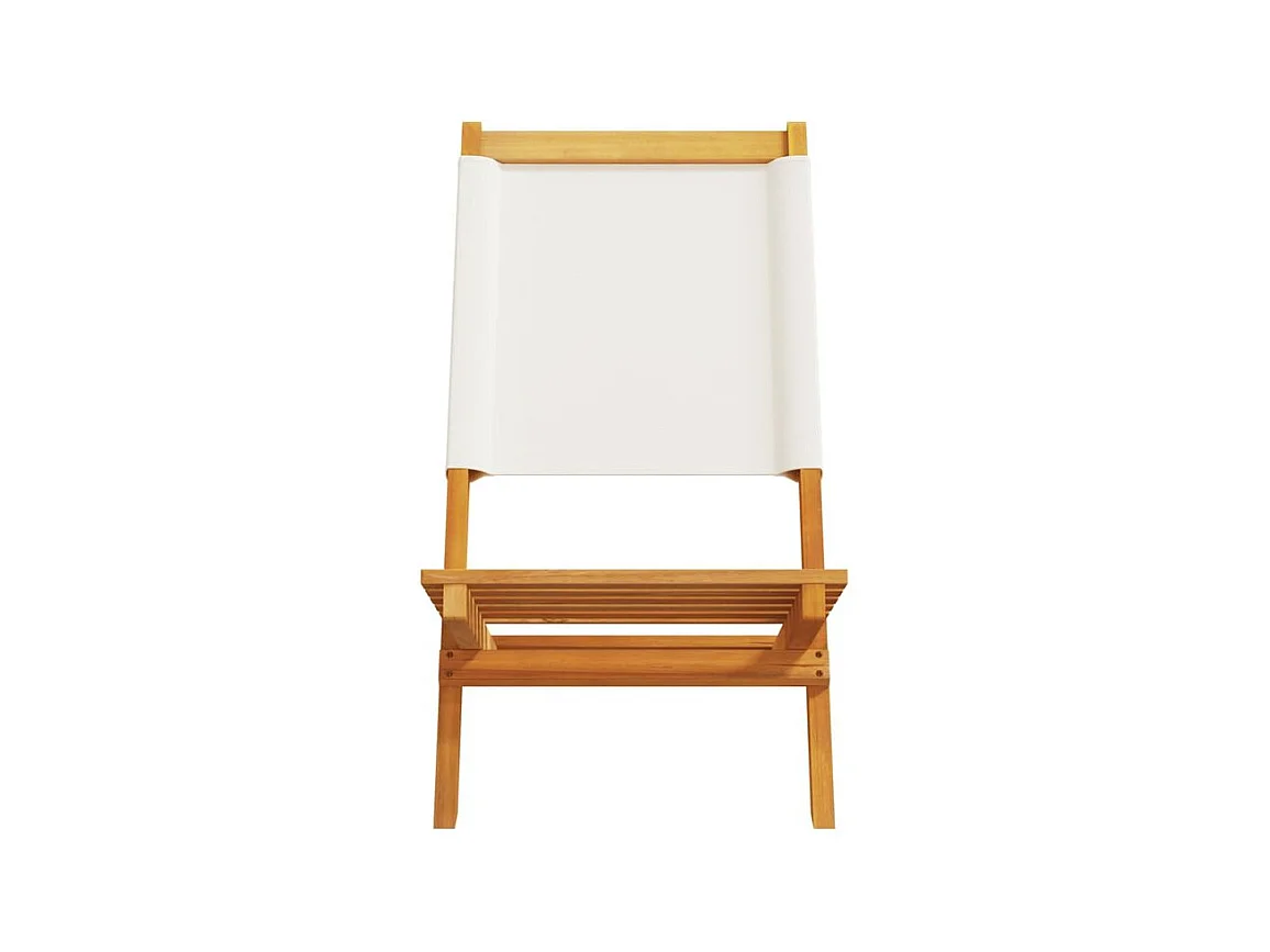 Chaises de jardin lot de 2 blanc crème bois acacia massif tissu