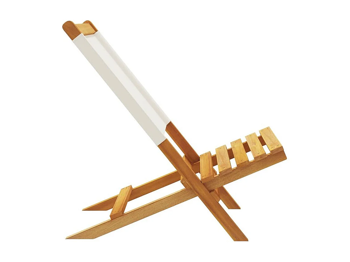 Chaises de jardin lot de 2 blanc crème bois acacia massif tissu