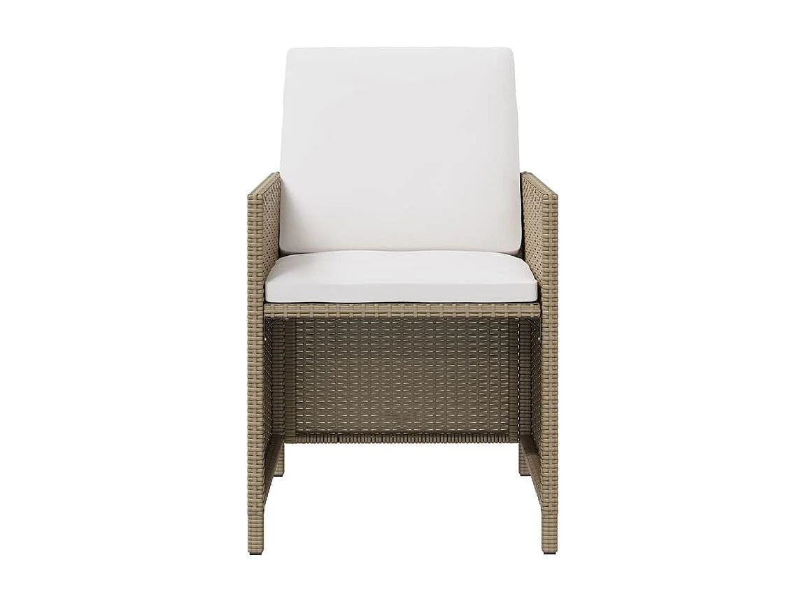 Chaises de jardin avec tabourets 2 pcs Résine tressée Beige