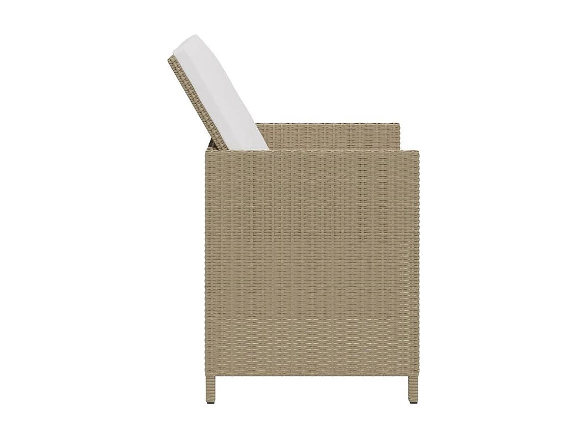 Chaises de jardin avec tabourets 2 pcs Résine tressée Beige