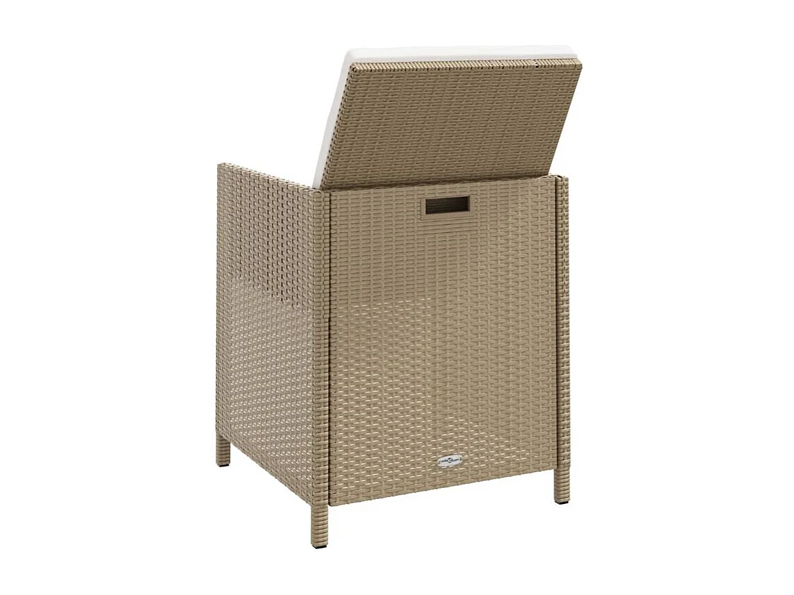 Chaises de jardin avec tabourets 2 pcs Résine tressée Beige