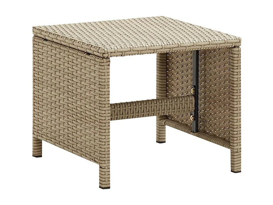 Chaises de jardin avec tabourets 2 pcs Résine tressée Beige