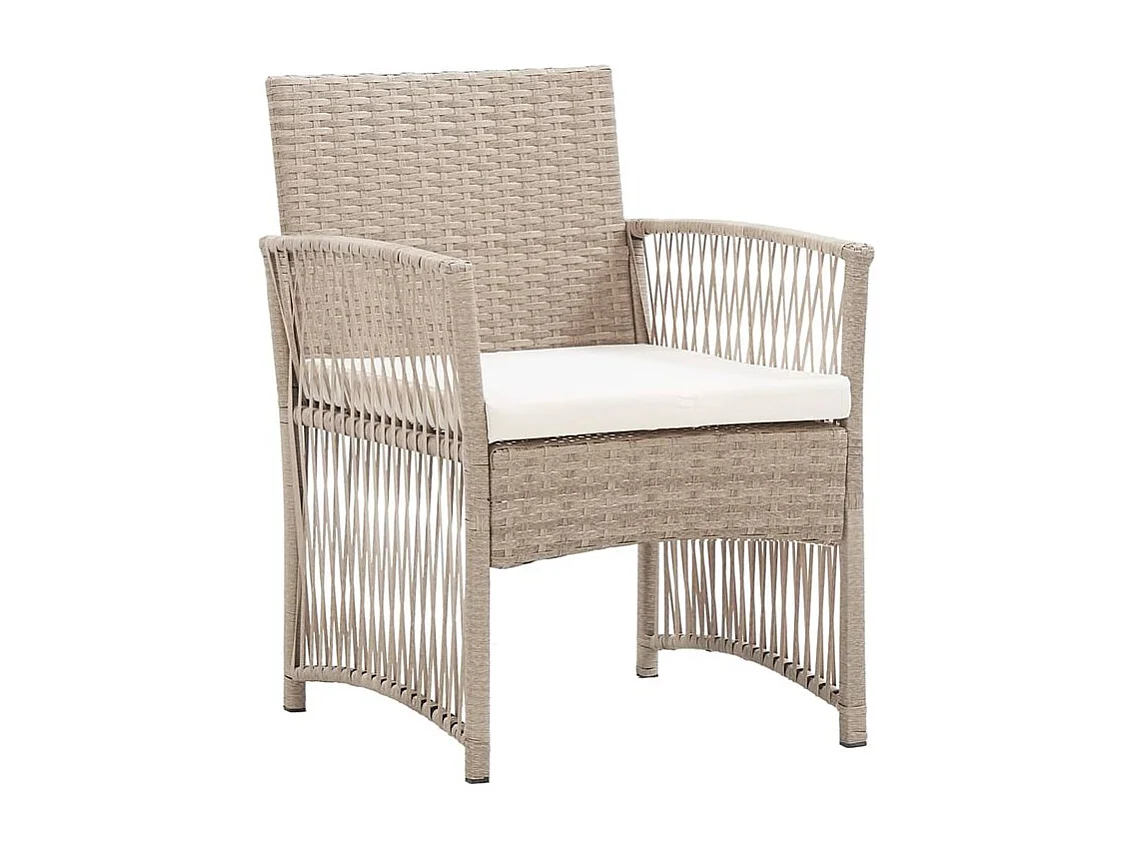 Fauteuils de jardin avec coussins 2 pcs Beige Résine tressée