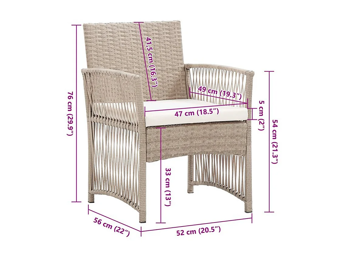 Fauteuils de jardin avec coussins 2 pcs Beige Résine tressée