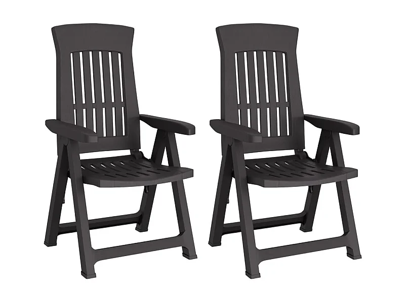 Chaises inclinables de jardin 2 pcs anthracite PP