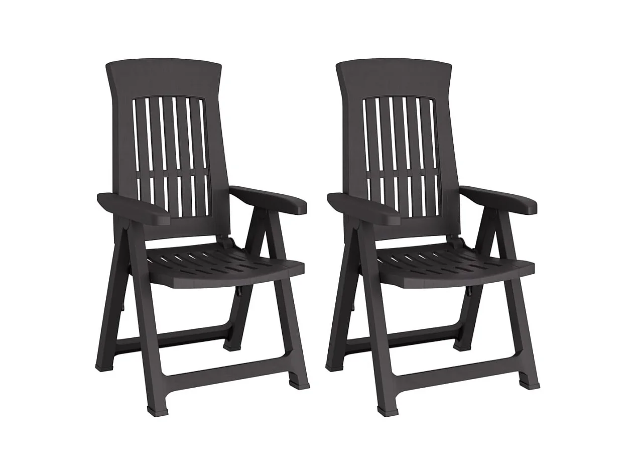 Chaises inclinables de jardin 2 pcs anthracite PP