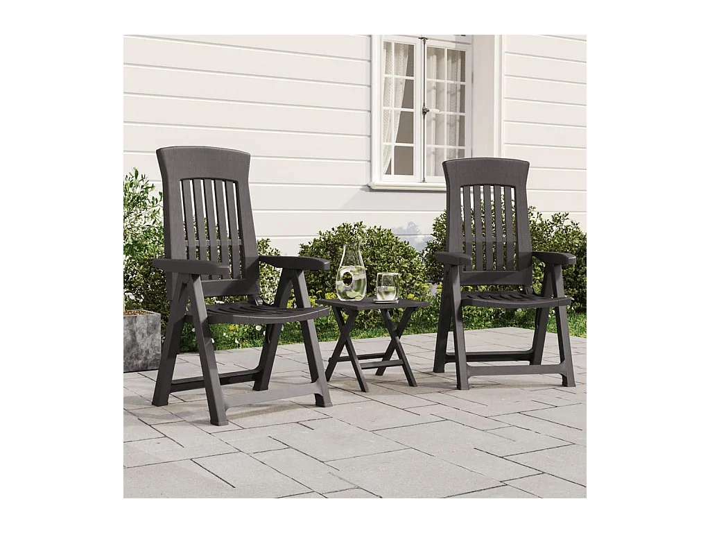 Chaises inclinables de jardin 2 pcs anthracite PP