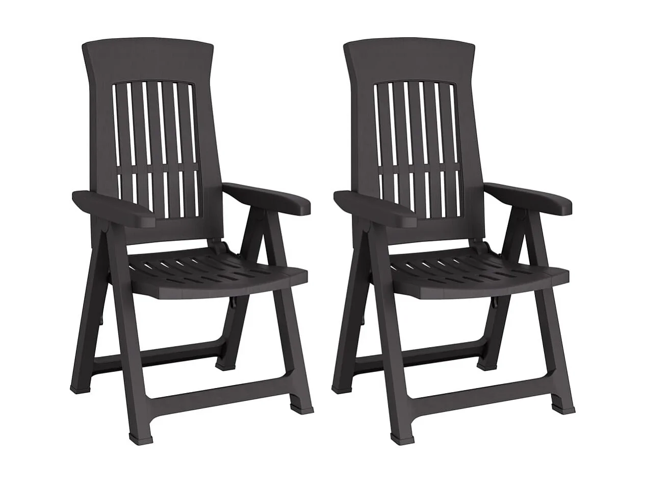 Chaises inclinables de jardin 2 pcs anthracite PP