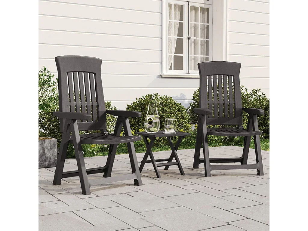 Chaises inclinables de jardin 2 pcs anthracite PP