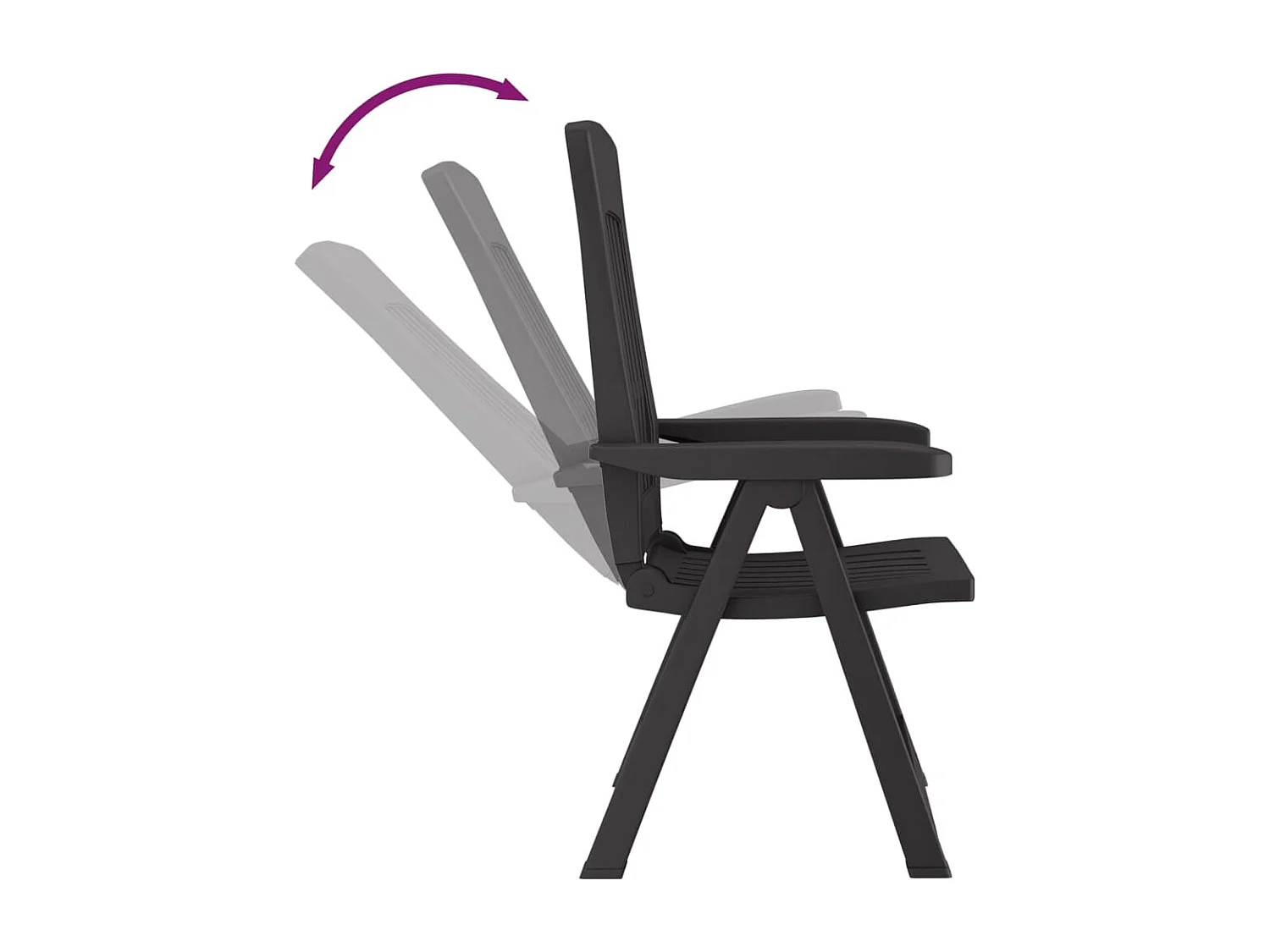 Chaises inclinables de jardin 2 pcs anthracite PP