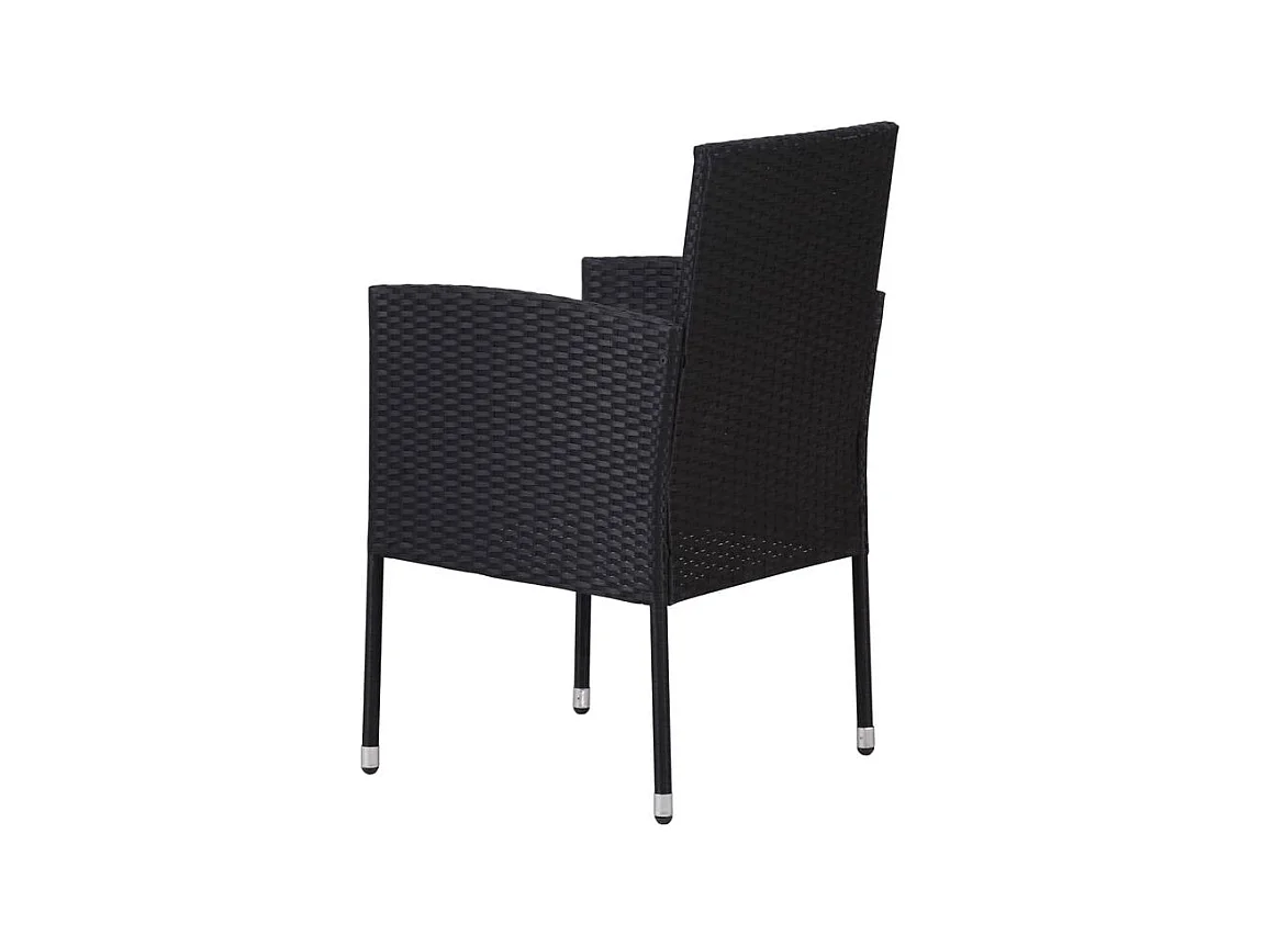 Chaises de jardin coussins blanc crème 4pcs noir résine tressée