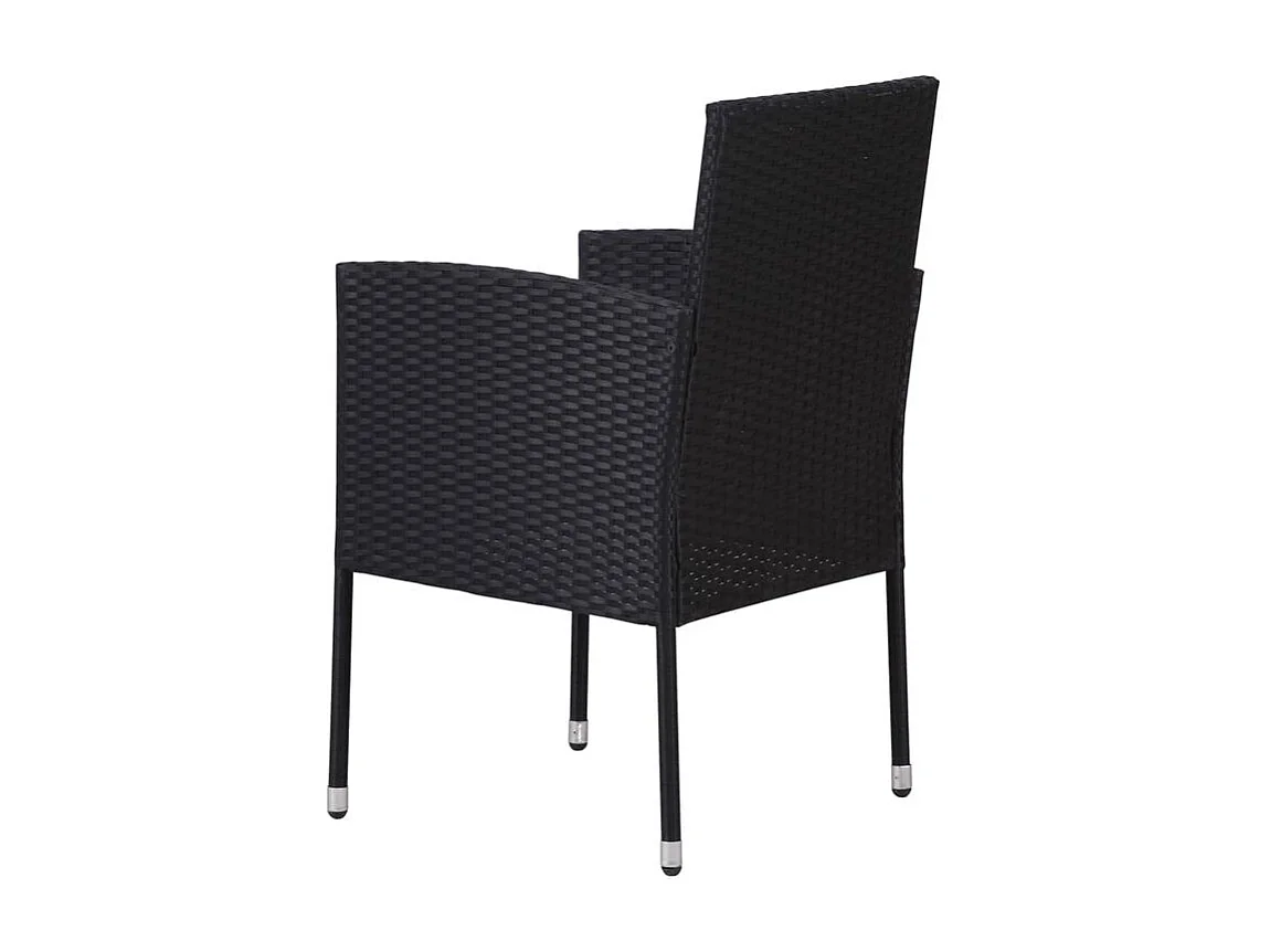 Chaises de jardin coussins blanc crème 4pcs noir résine tressée