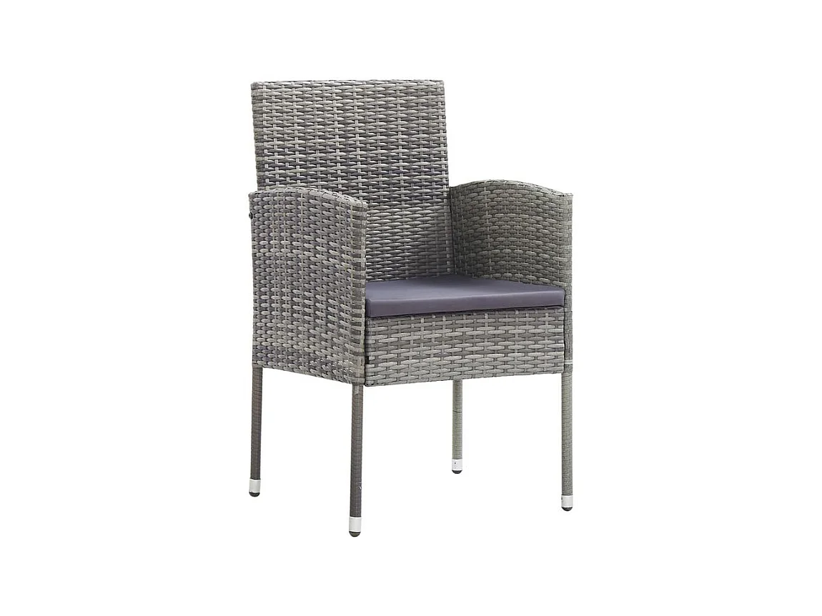 Chaises de jardin coussins gris foncé 2 pcs résine tressée