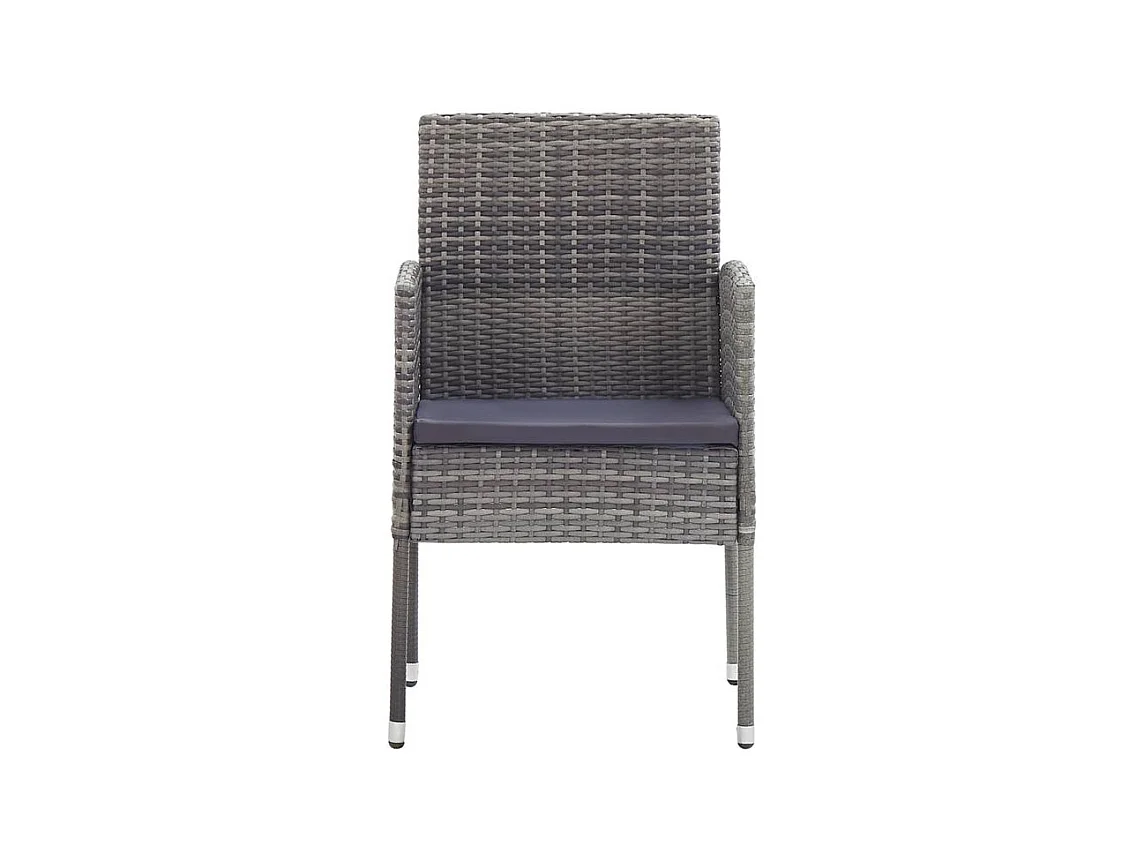 Chaises de jardin coussins gris foncé 2 pcs résine tressée