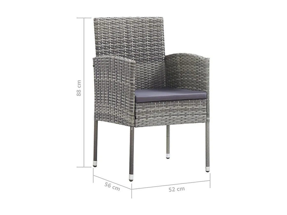 Chaises de jardin coussins gris foncé 2 pcs résine tressée