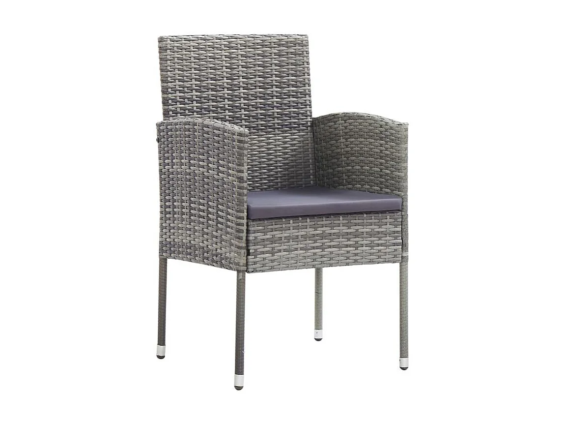 Chaises de jardin coussins gris foncé 2 pcs résine tressée