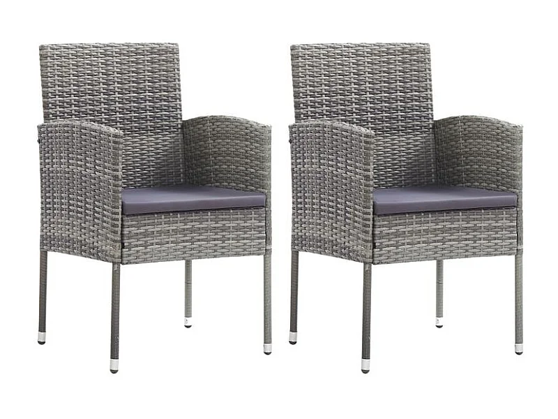 Chaises de jardin coussins gris foncé 2 pcs résine tressée
