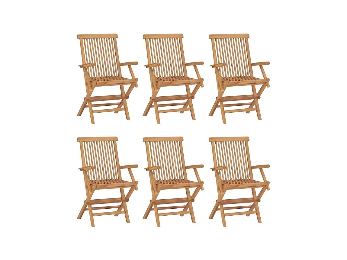 Chaises pliables de jardin 6 pcs Bois de teck solide