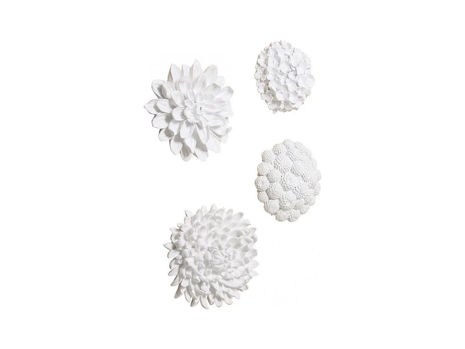 Fleurs murales (set de 4) MDF Blanc - Charme Interior's