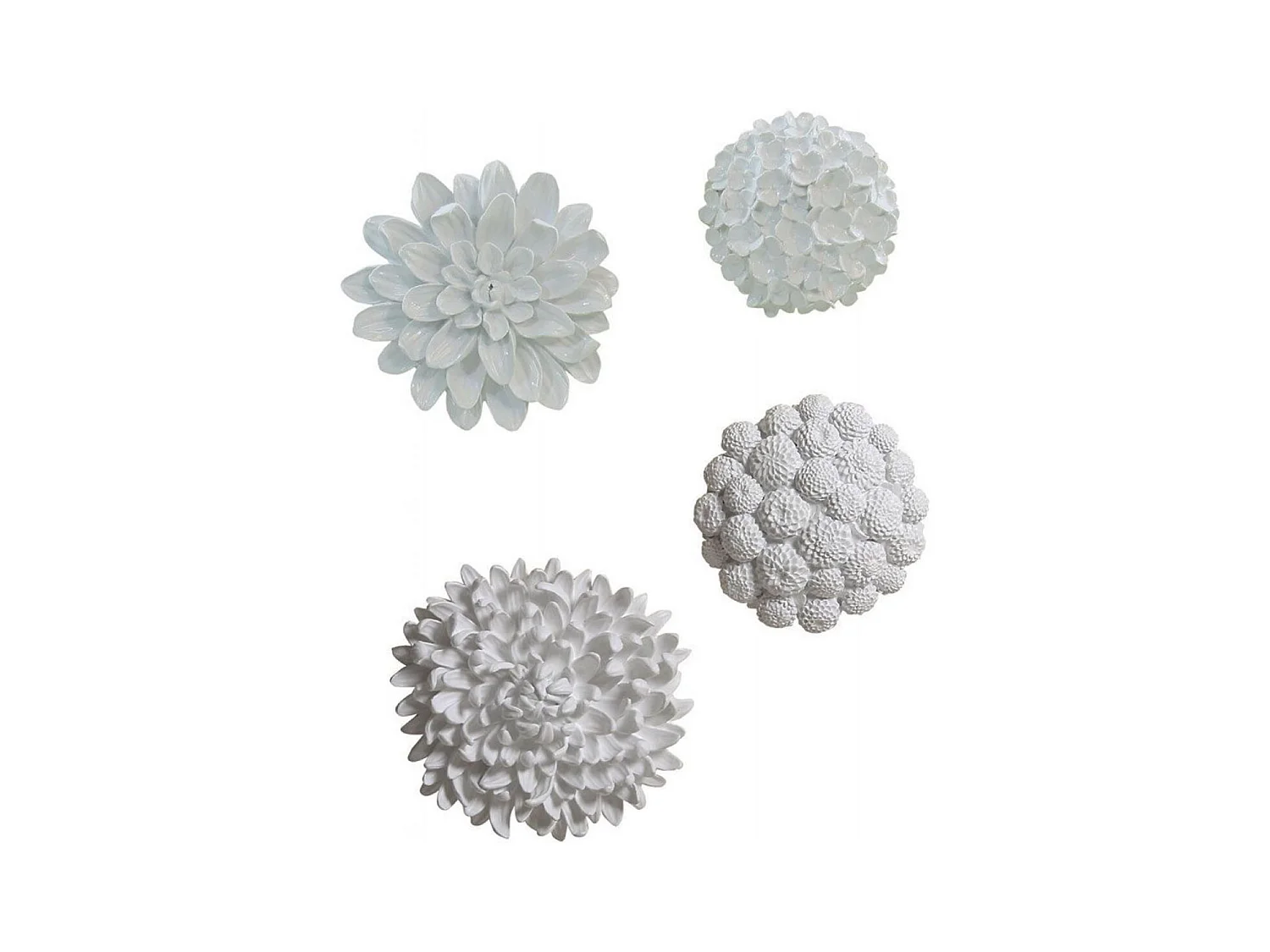Fleurs murales (set de 4) MDF Blanc - Charme Interior's