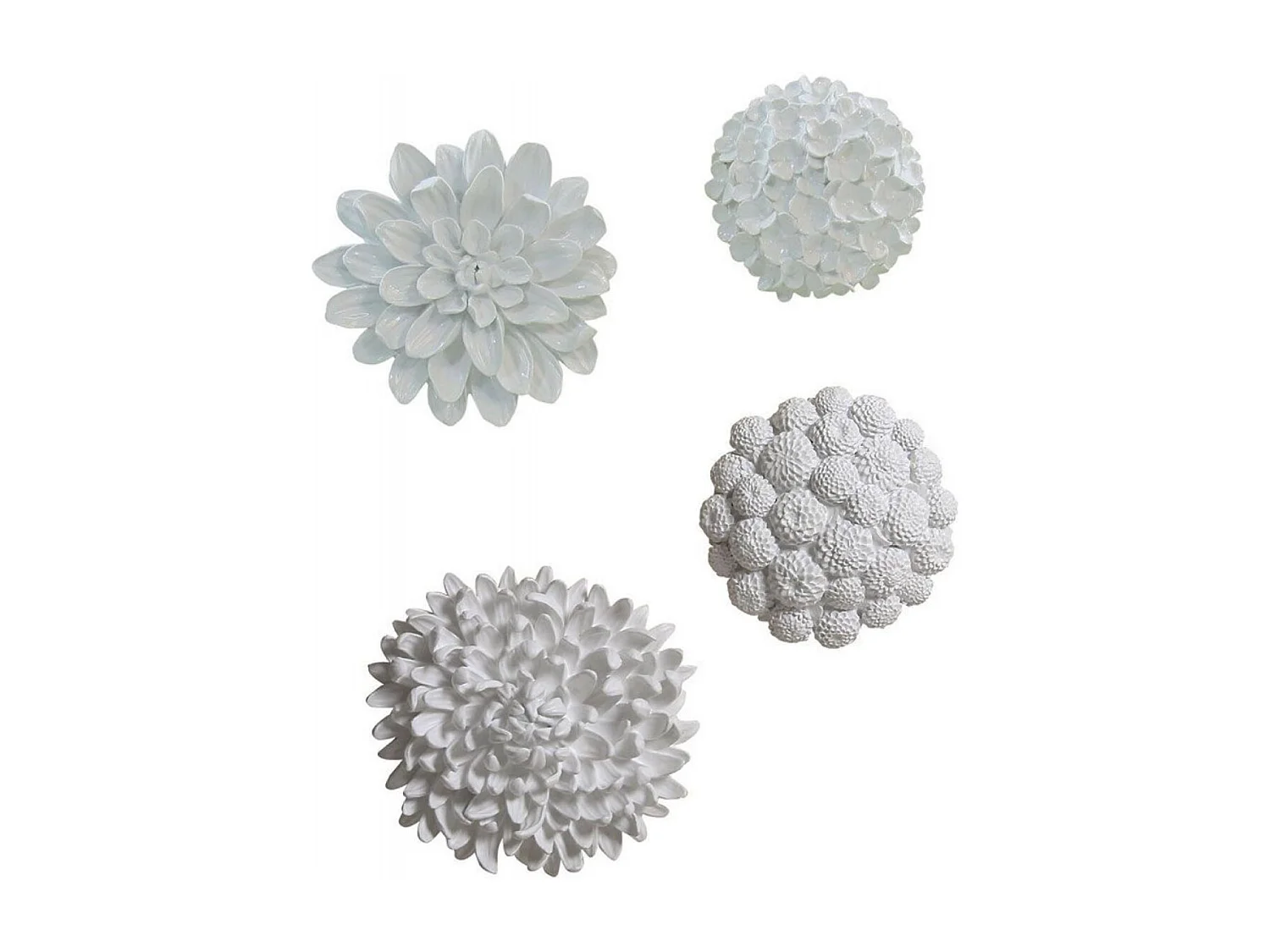 Fleurs murales (set de 4) MDF Blanc - Charme Interior's