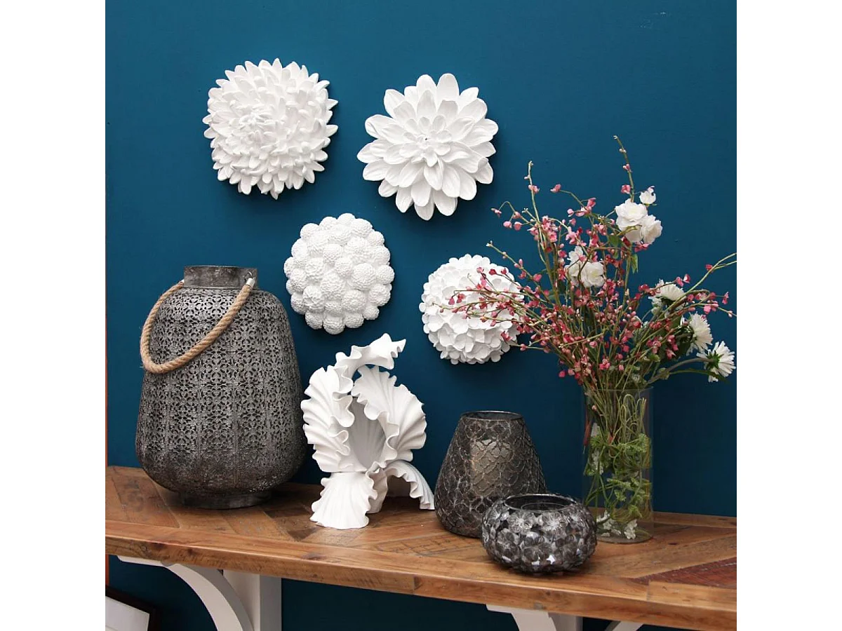 Fleurs murales (set de 4) MDF Blanc - Charme Interior's