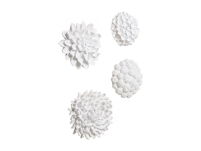 Fleurs murales (set de 4) MDF Blanc - Charme Interior's