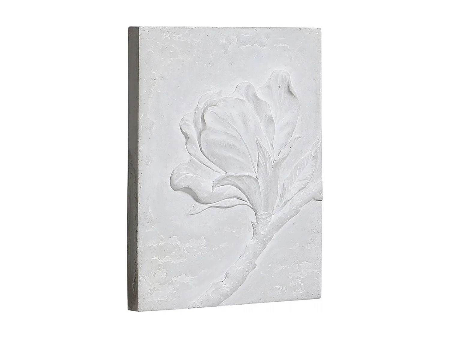 Triptyque en béton motif floral en relief Pierre Gris - Charme Interior's