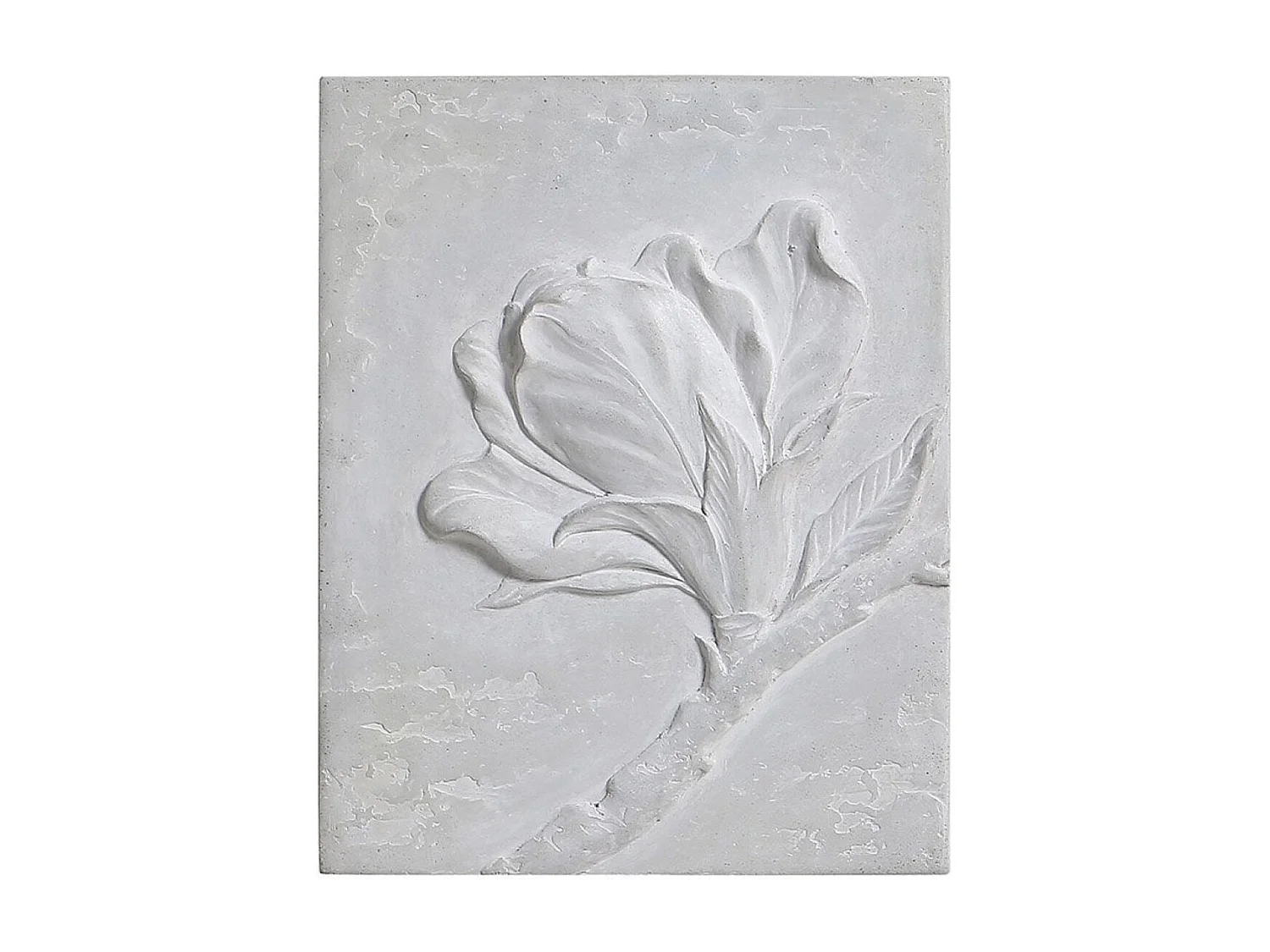 Triptyque en béton motif floral en relief Pierre Gris - Charme Interior's