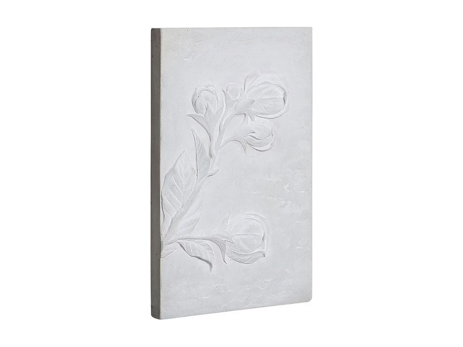Triptyque en béton motif floral en relief Pierre Gris - Charme Interior's