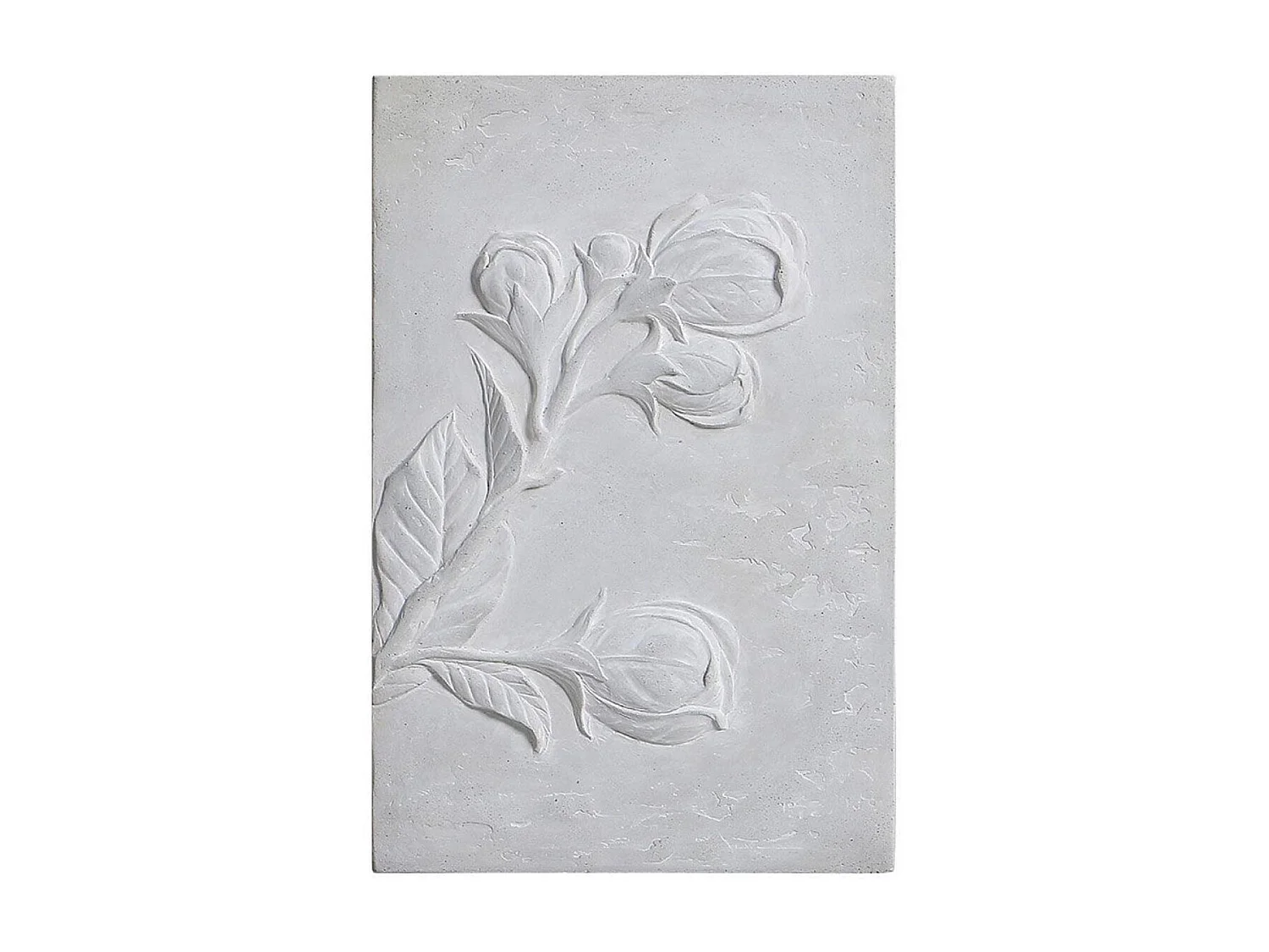 Triptyque en béton motif floral en relief Pierre Gris - Charme Interior's